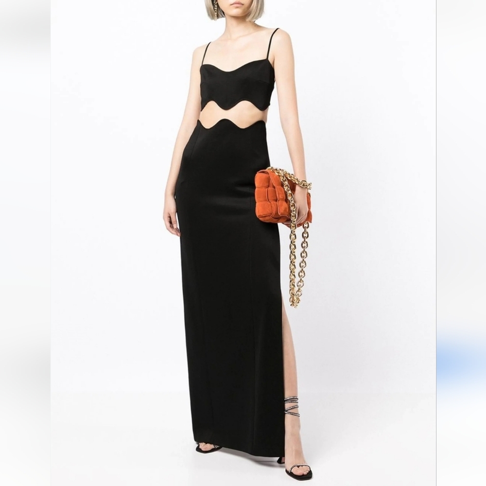 NWT Galvan London Siren Illusion Waist BlacK Maxi Dress Size 6